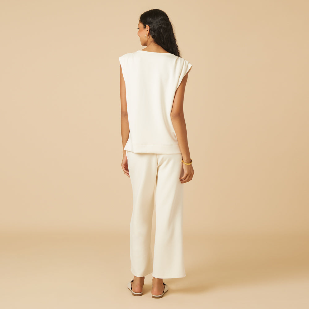 DreamTech Pleated Shoulder Tank with Cropped Pant