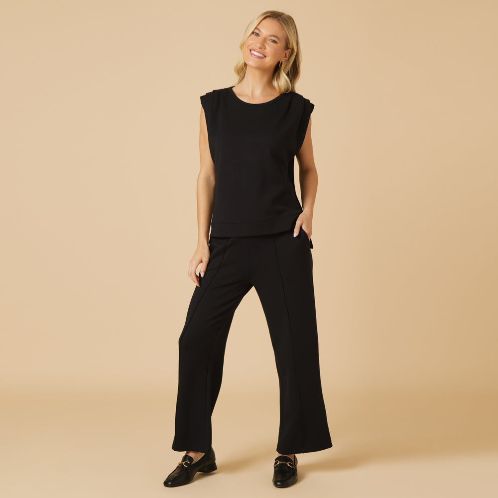 DreamTech Pleated Shoulder Tank with Cropped Pant
