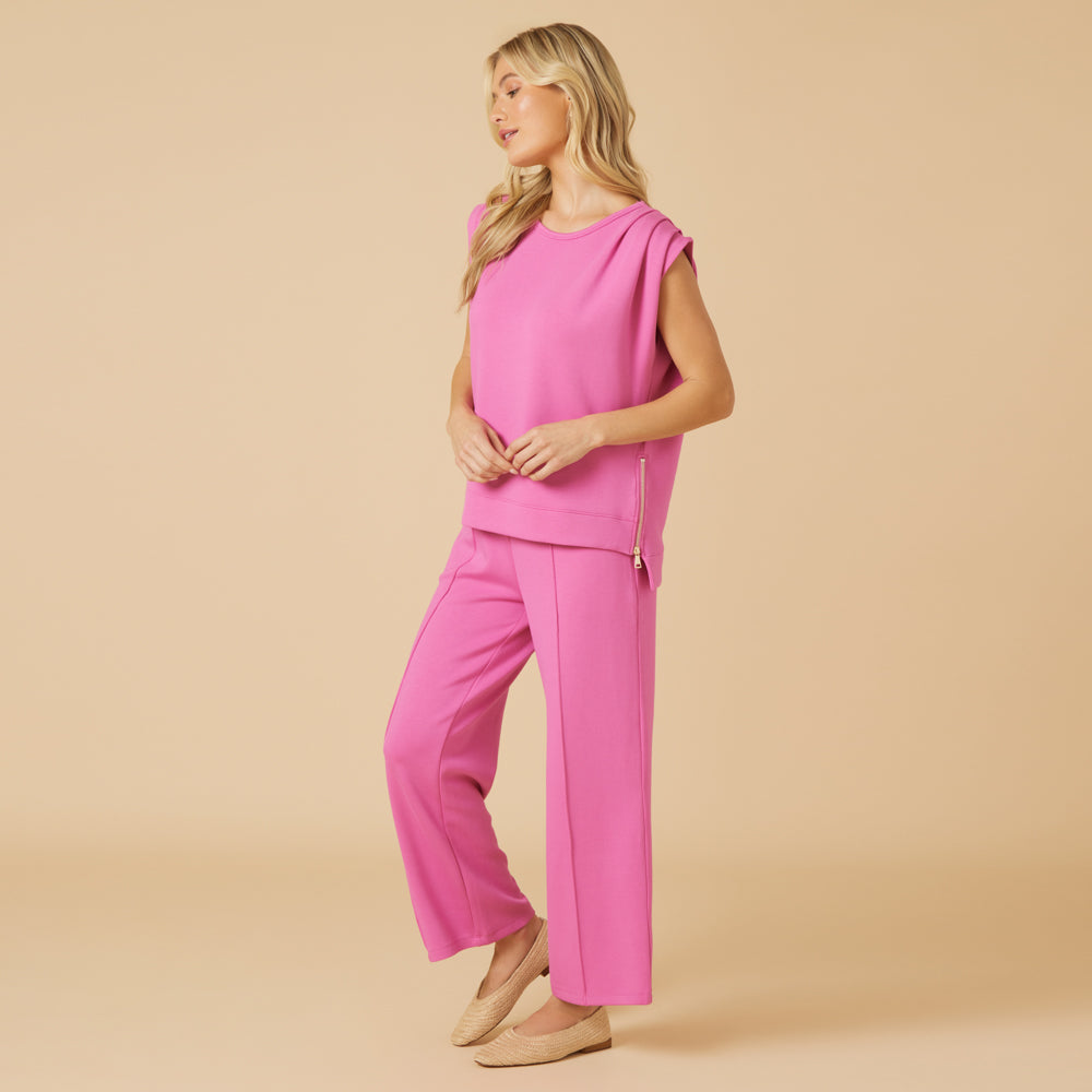 DreamTech Pleated Shoulder Tank with Cropped Pant