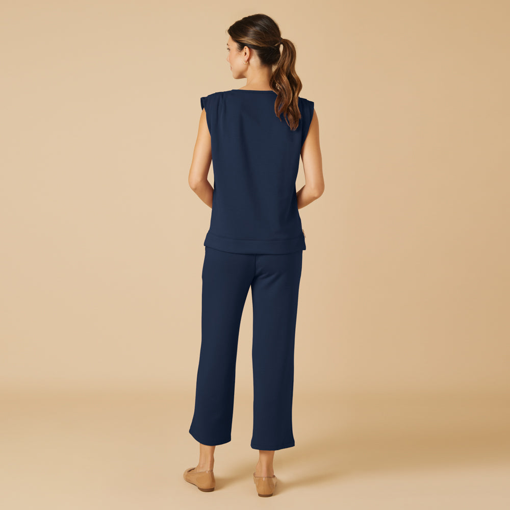 DreamTech Pleated Shoulder Tank with Cropped Pant