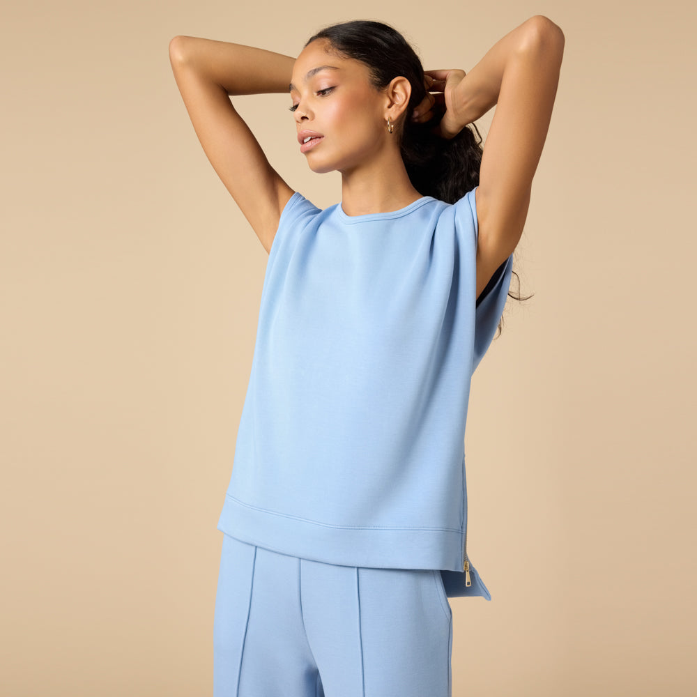 DreamTech Pleated Shoulder Tank with Cropped Pant