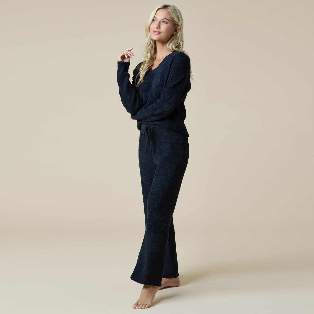 Solid Marshmallow V-Neck Lounge Set