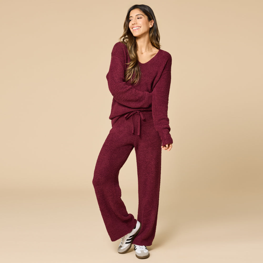 Solid Marshmallow V-Neck Lounge Set