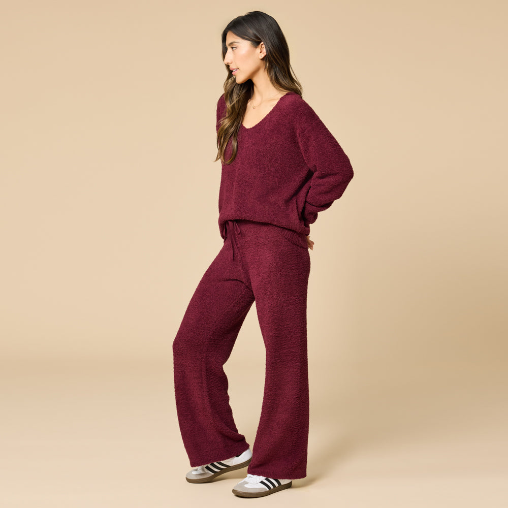 Solid Marshmallow V-Neck Lounge Set