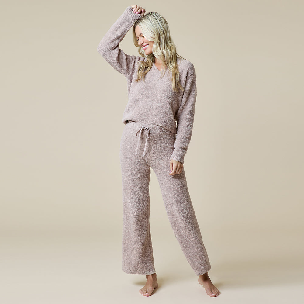 Solid Marshmallow V-Neck Lounge Set