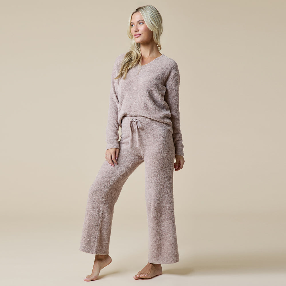 Solid Marshmallow V-Neck Lounge Set