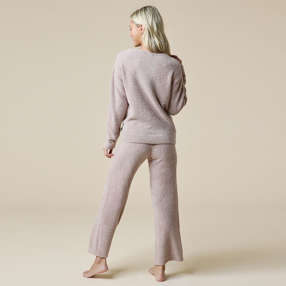 Solid Marshmallow V-Neck Lounge Set
