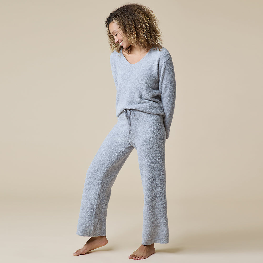 Solid Marshmallow V-Neck Lounge Set