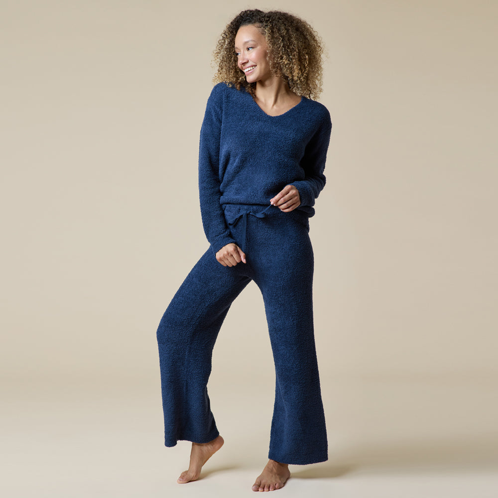 Solid Marshmallow V-Neck Lounge Set