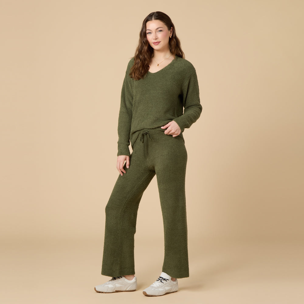 Solid Marshmallow V-Neck Lounge Set