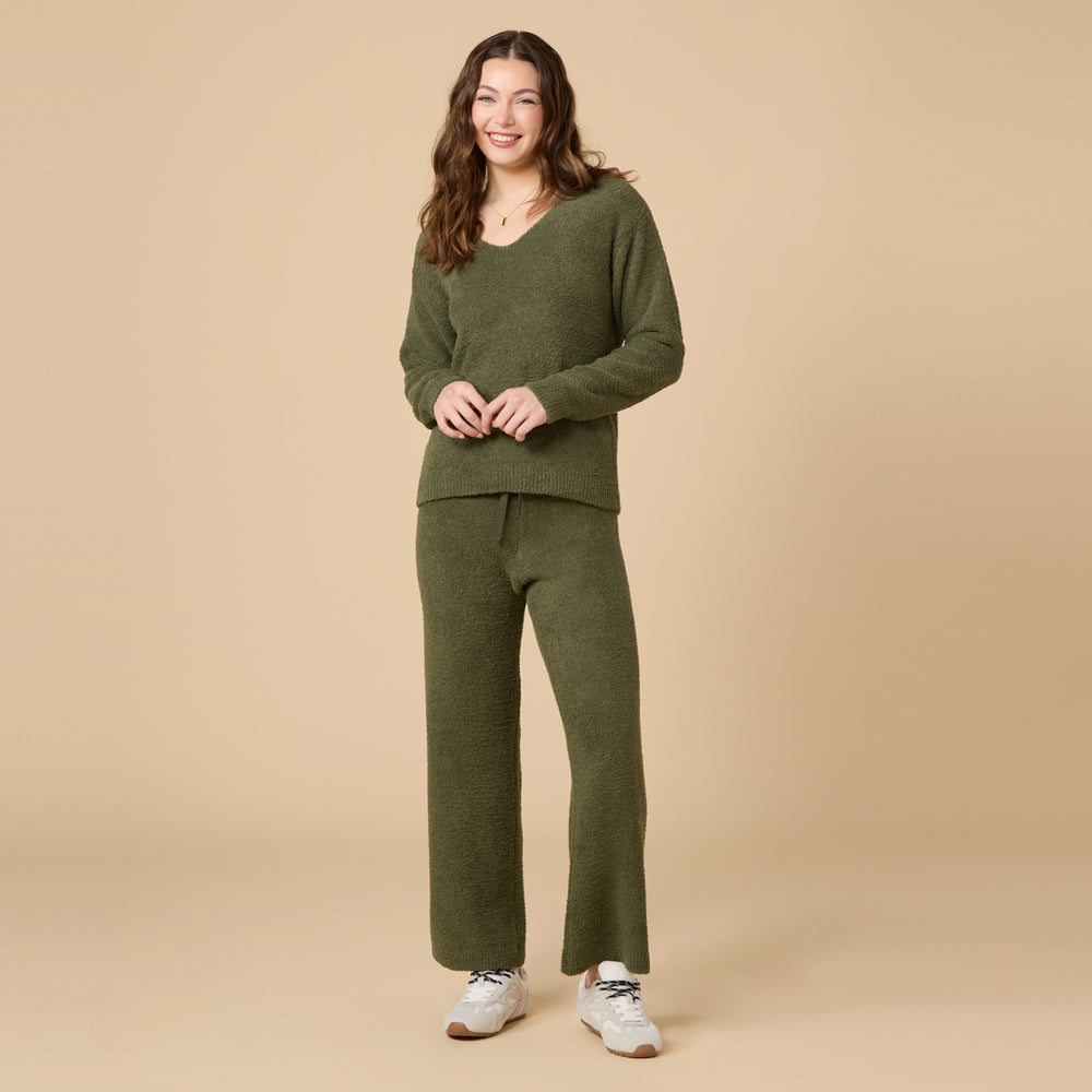Solid Marshmallow V-Neck Lounge Set