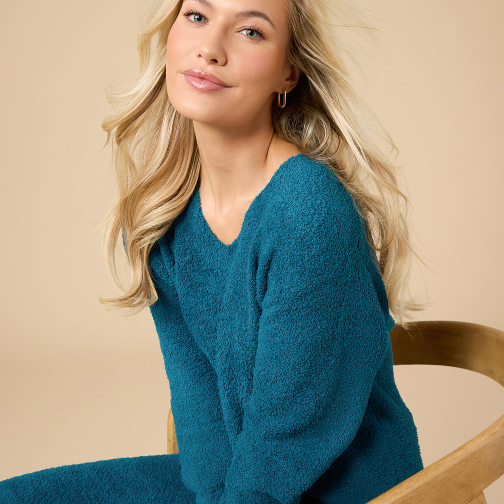 Solid Marshmallow V-Neck Lounge Set
