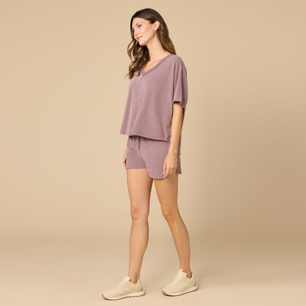 Terry Relaxed V-neck with Short Set