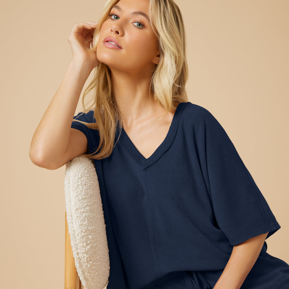 Terry Relaxed V-neck with Short Set