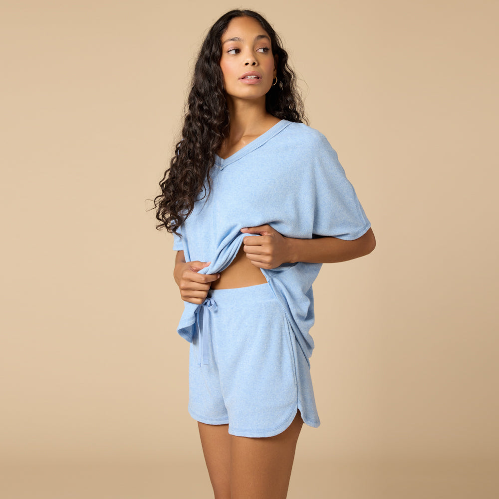 Terry Relaxed V-neck with Short Set