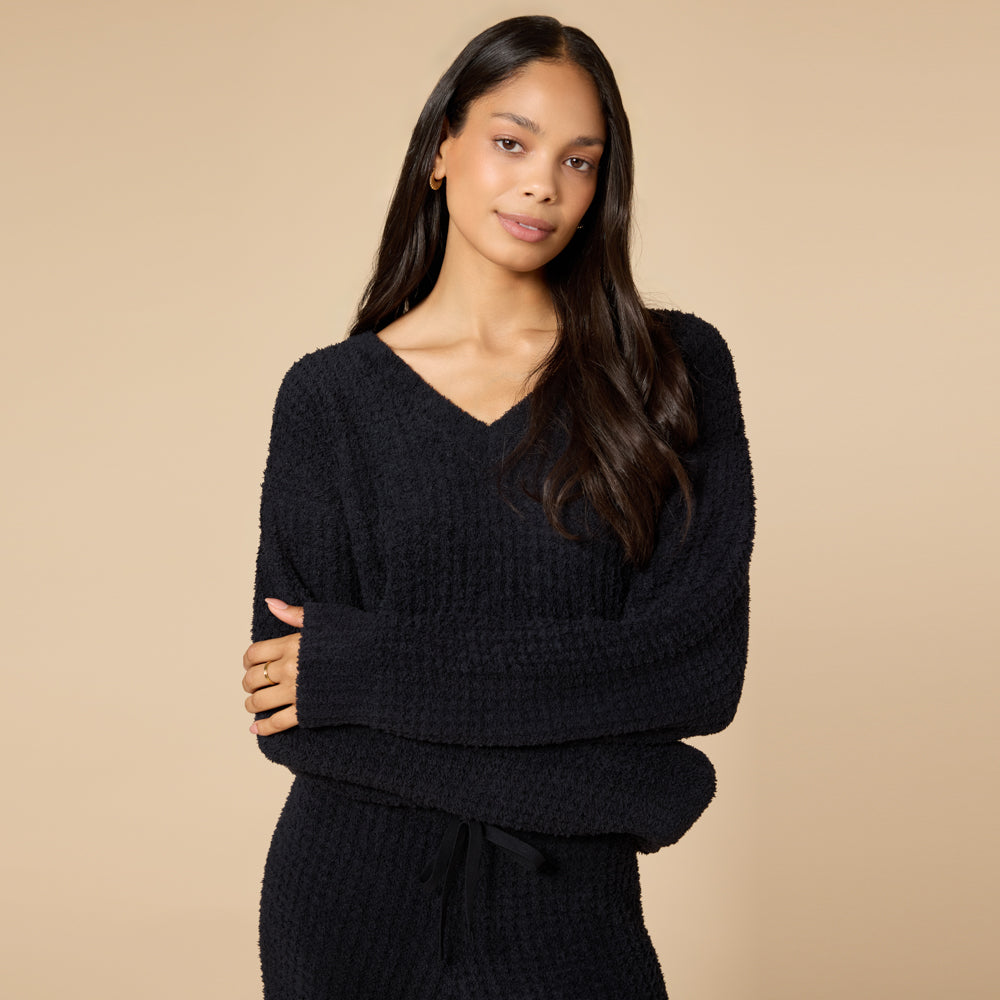 Waffle Knit Marshmallow V-Neck Lounge Set