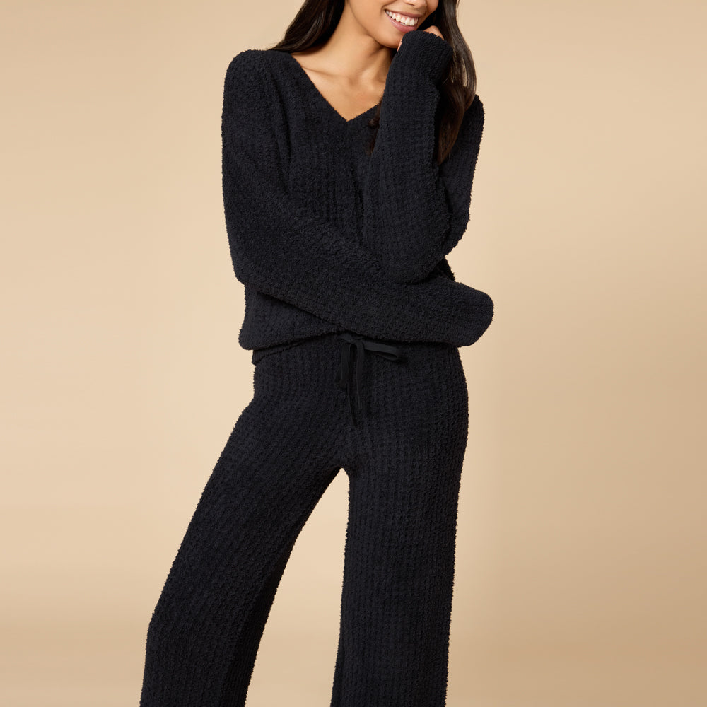 Waffle Knit Marshmallow V-Neck Lounge Set
