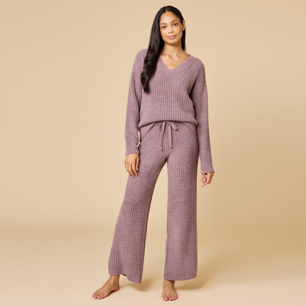 Waffle Knit Marshmallow V-Neck Lounge Set