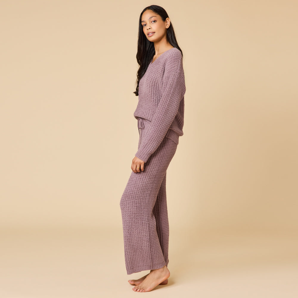 Waffle Knit Marshmallow V-Neck Lounge Set