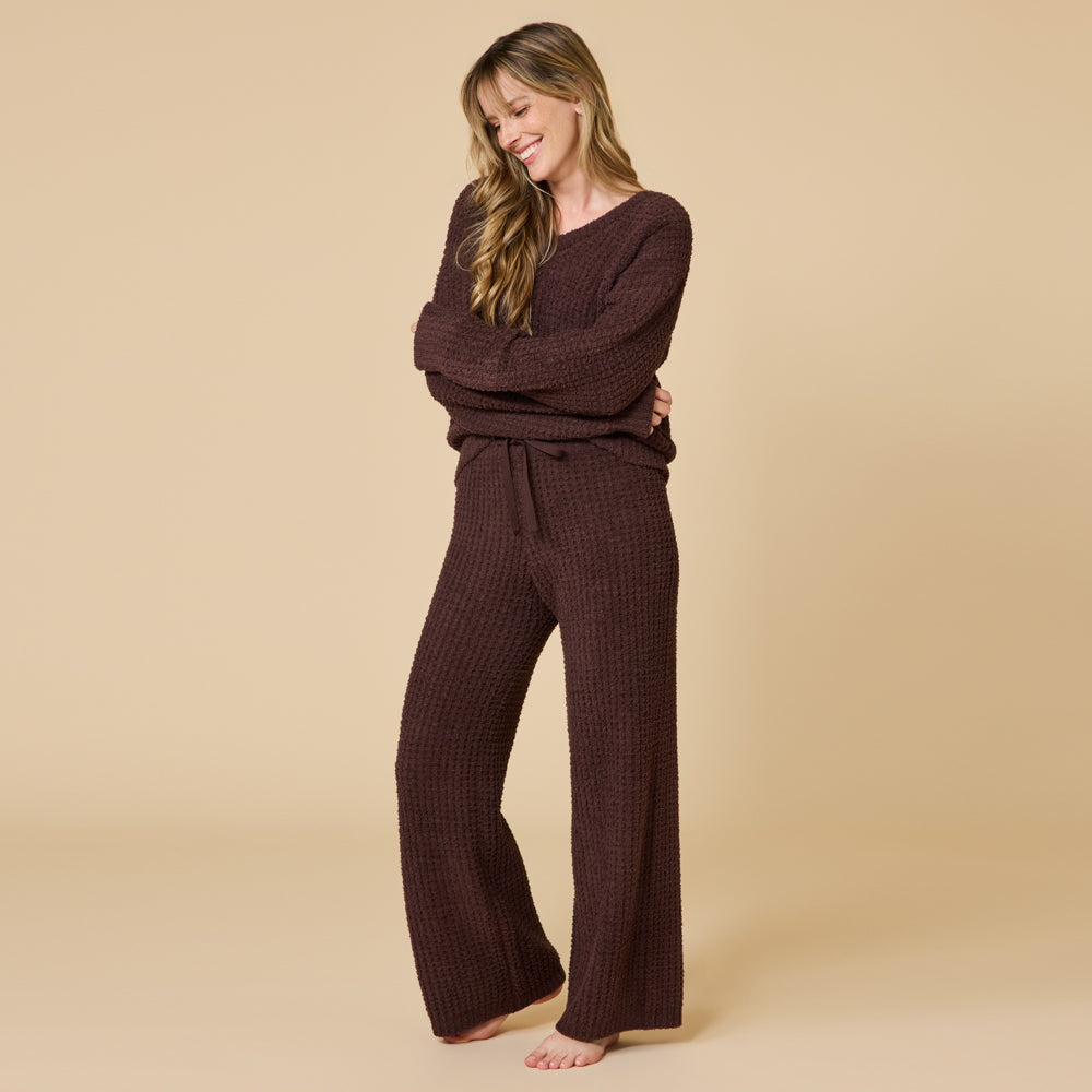 Waffle Knit Marshmallow V-Neck Lounge Set