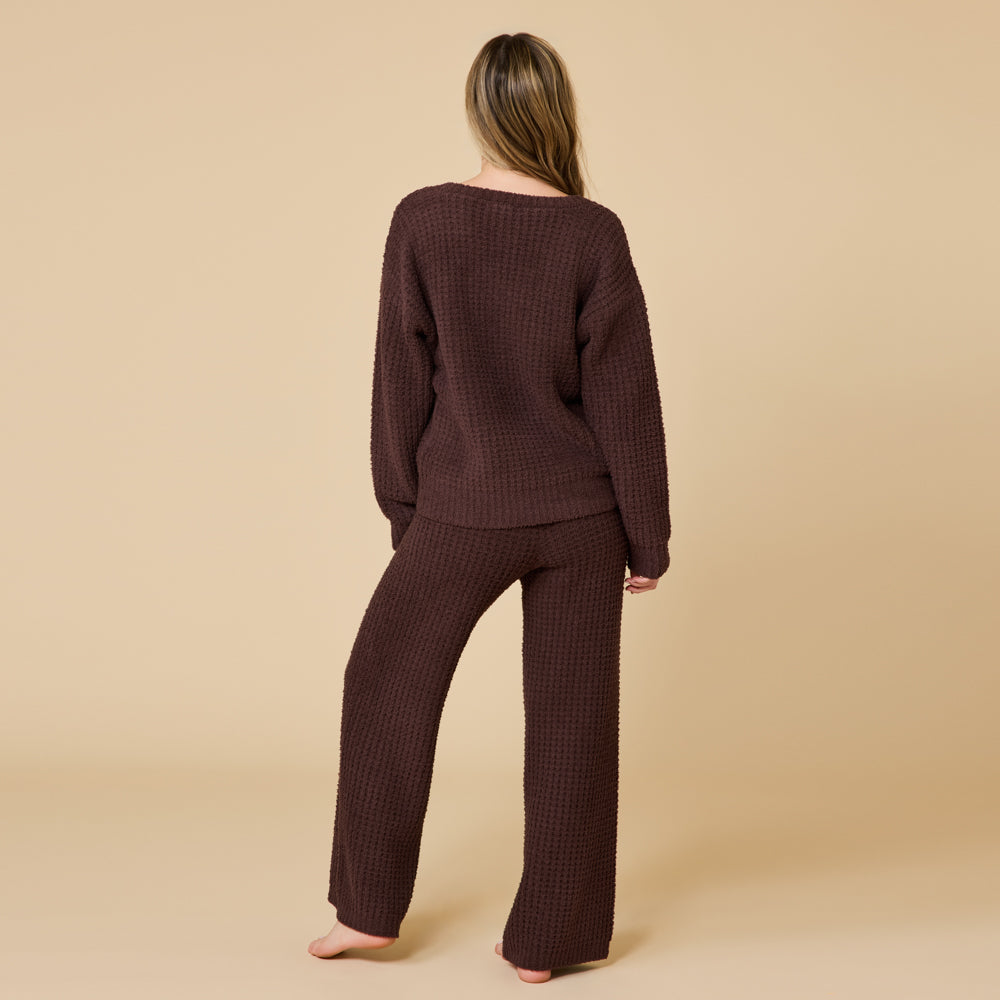 Waffle Knit Marshmallow V-Neck Lounge Set