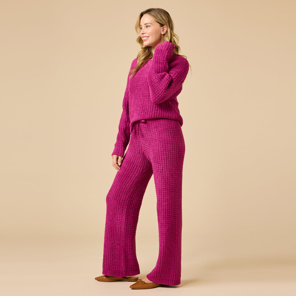 Waffle Knit Marshmallow V-Neck Lounge Set