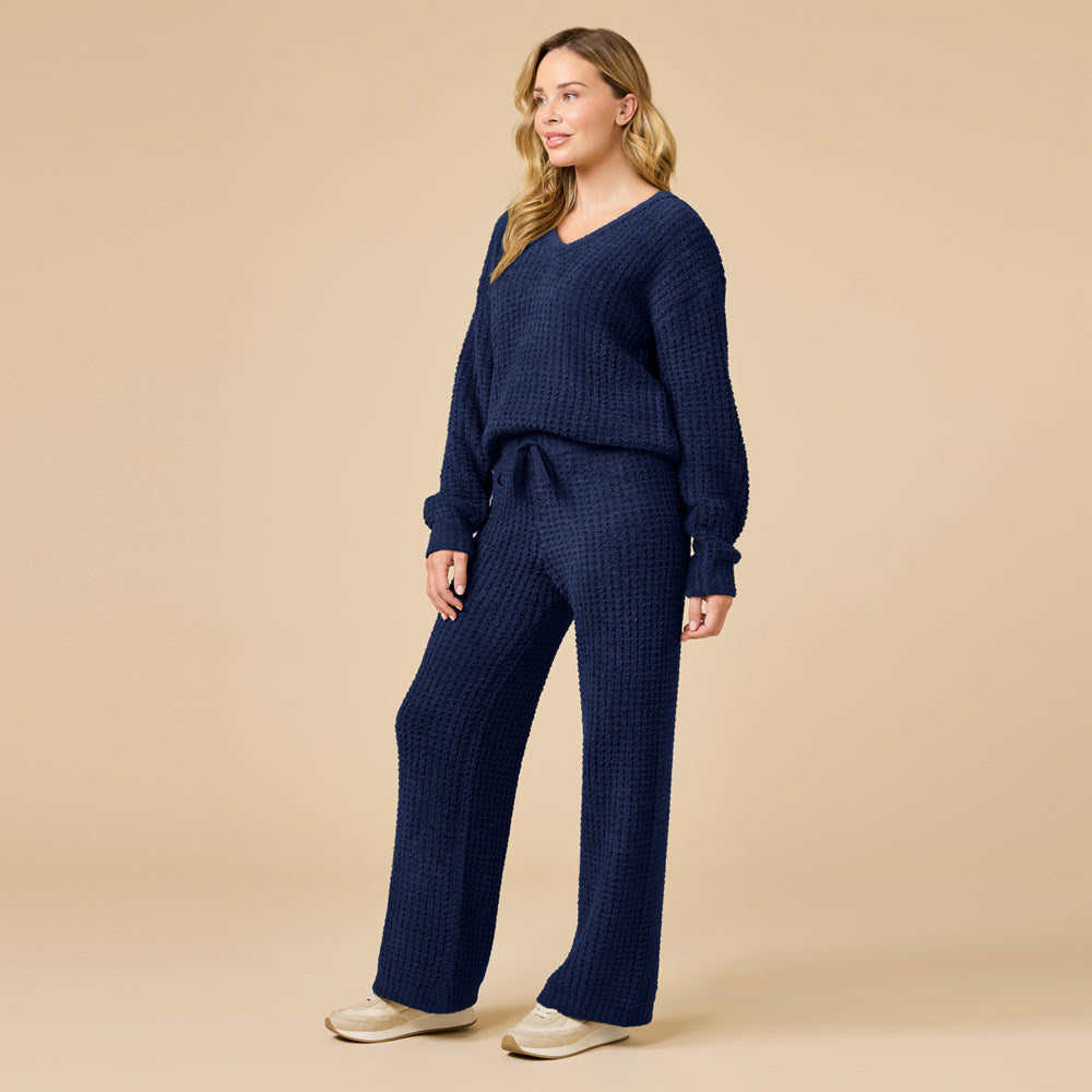 Waffle Knit Marshmallow V-Neck Lounge Set