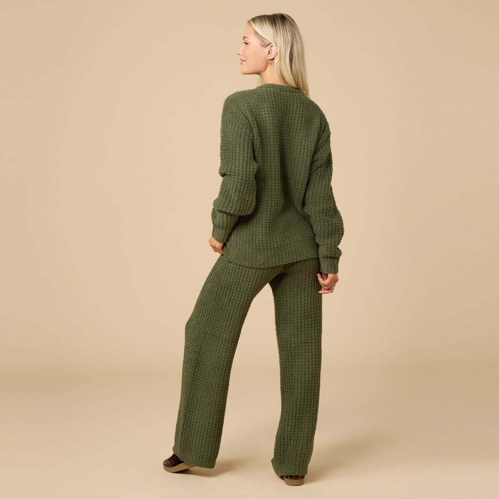 Waffle Knit Marshmallow V-Neck Lounge Set
