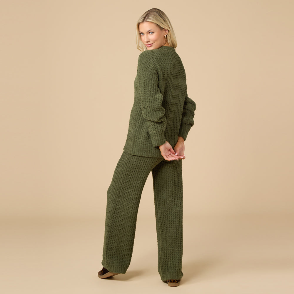 Waffle Knit Marshmallow V-Neck Lounge Set