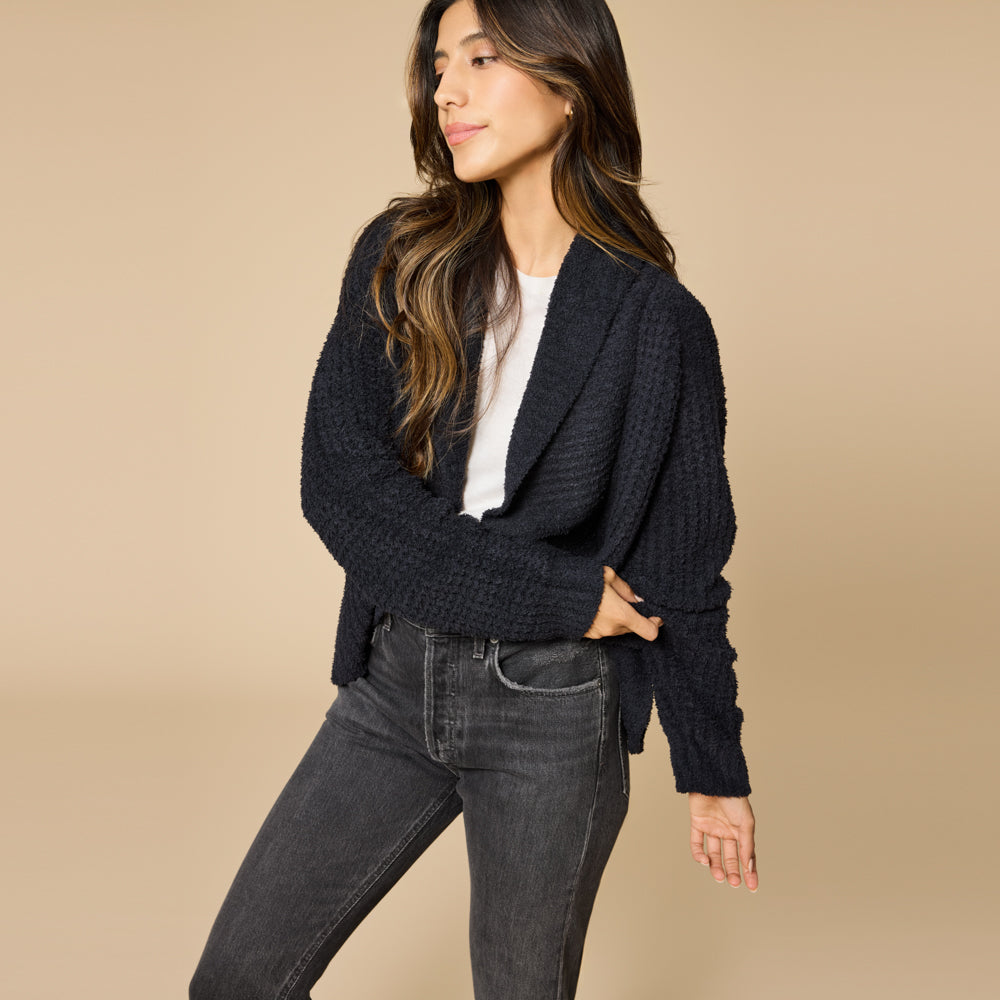 Waffle Marshmallow Cocoon Cardigan