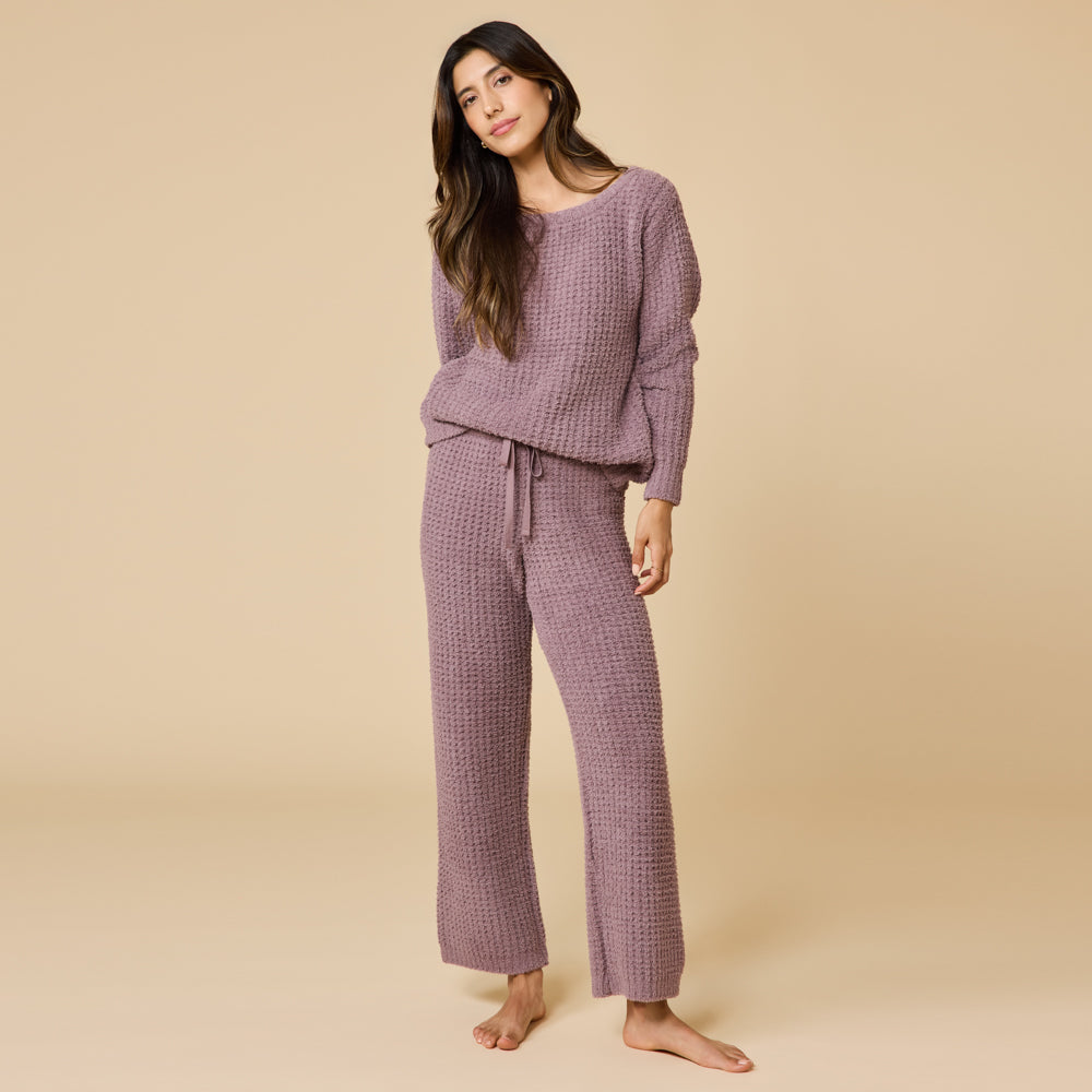Waffle Knit Marshmallow Boatneck Lounge Set
