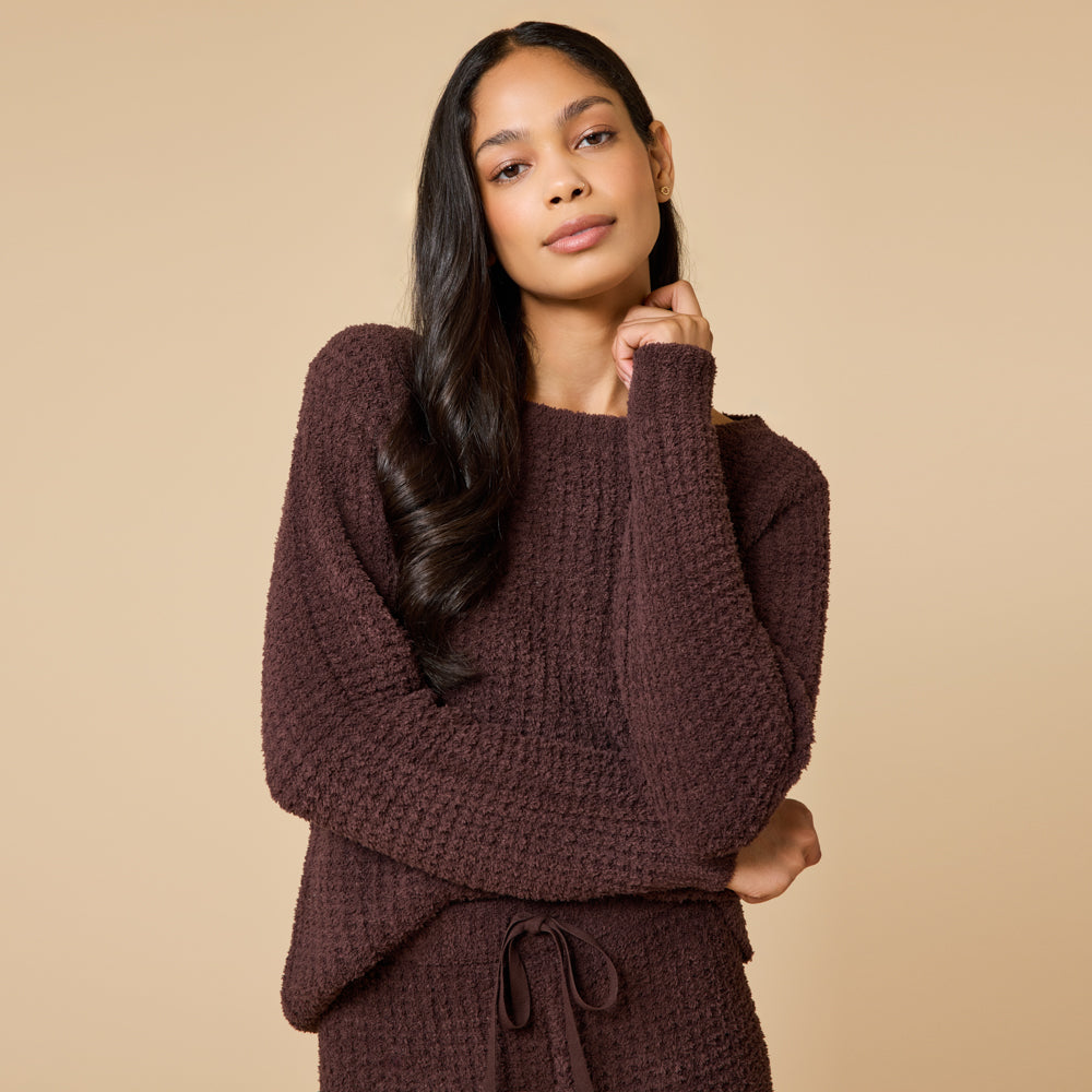 Waffle Knit Marshmallow Boatneck Lounge Set