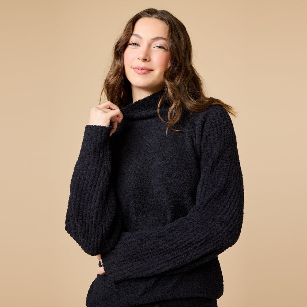 Marshmallow Rib Mock Neck with Long Pant
