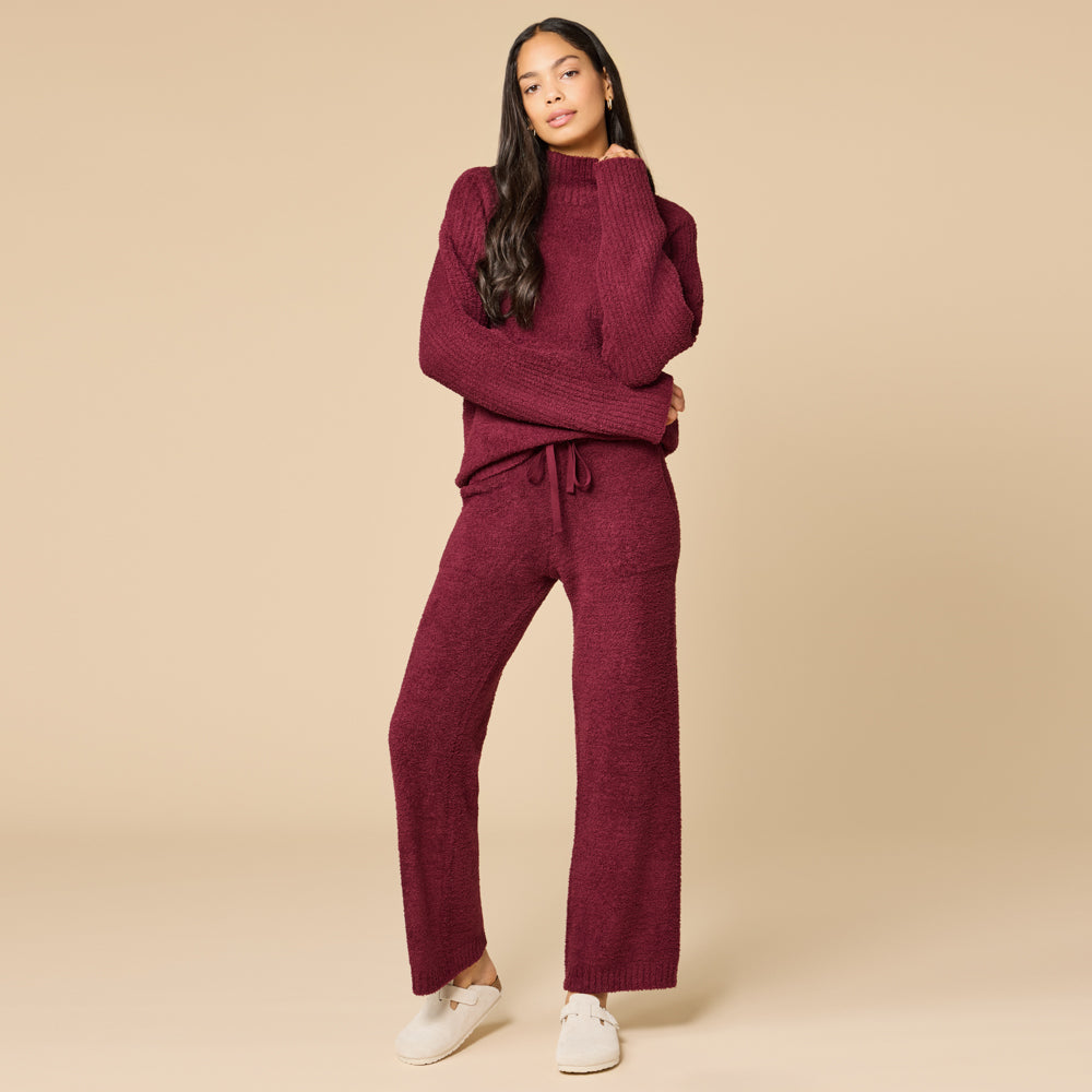 Marshmallow Rib Mock Neck with Long Pant