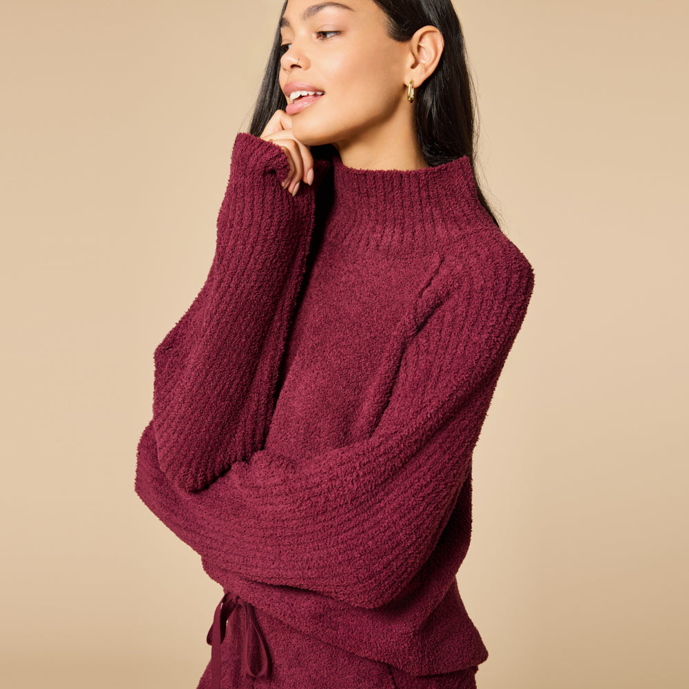 Marshmallow Rib Mock Neck with Long Pant