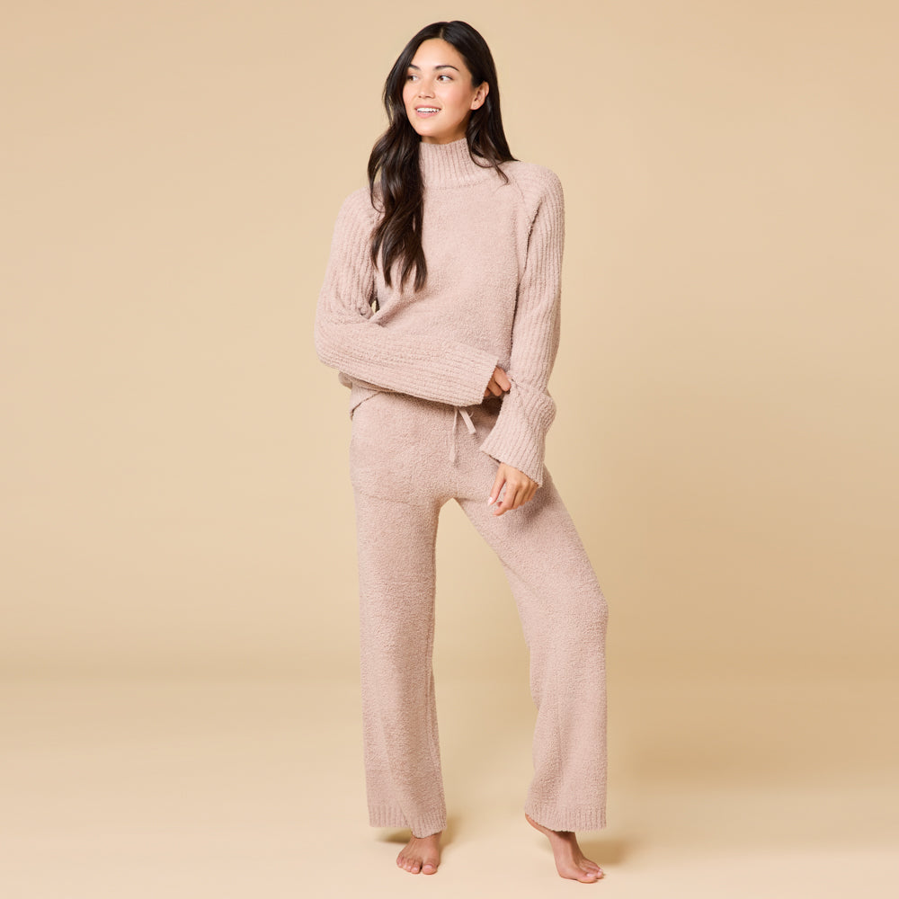 Marshmallow Rib Mock Neck with Long Pant