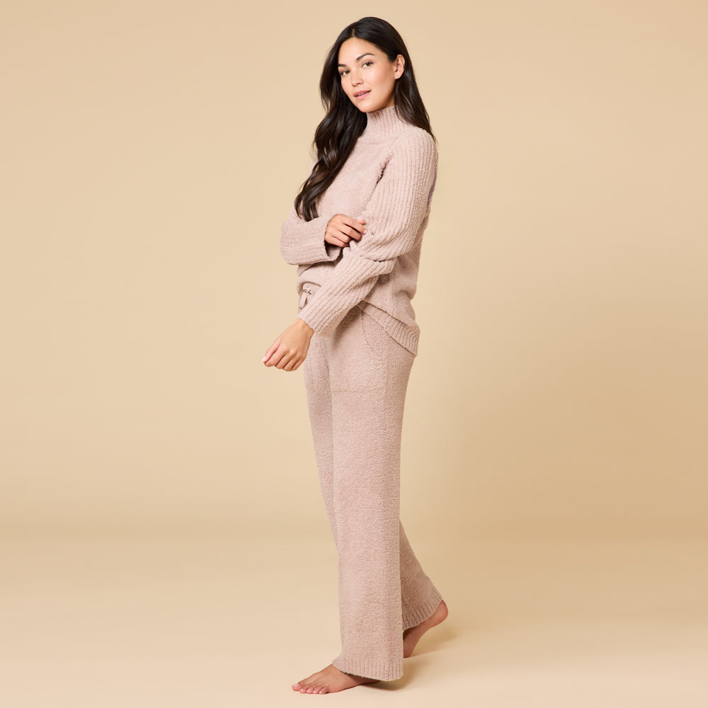 Marshmallow Rib Mock Neck with Long Pant