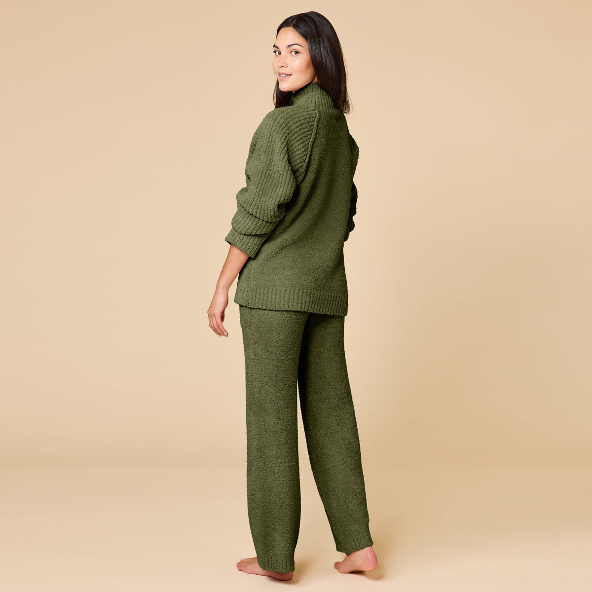 Marshmallow Rib Mock Neck with Long Pant