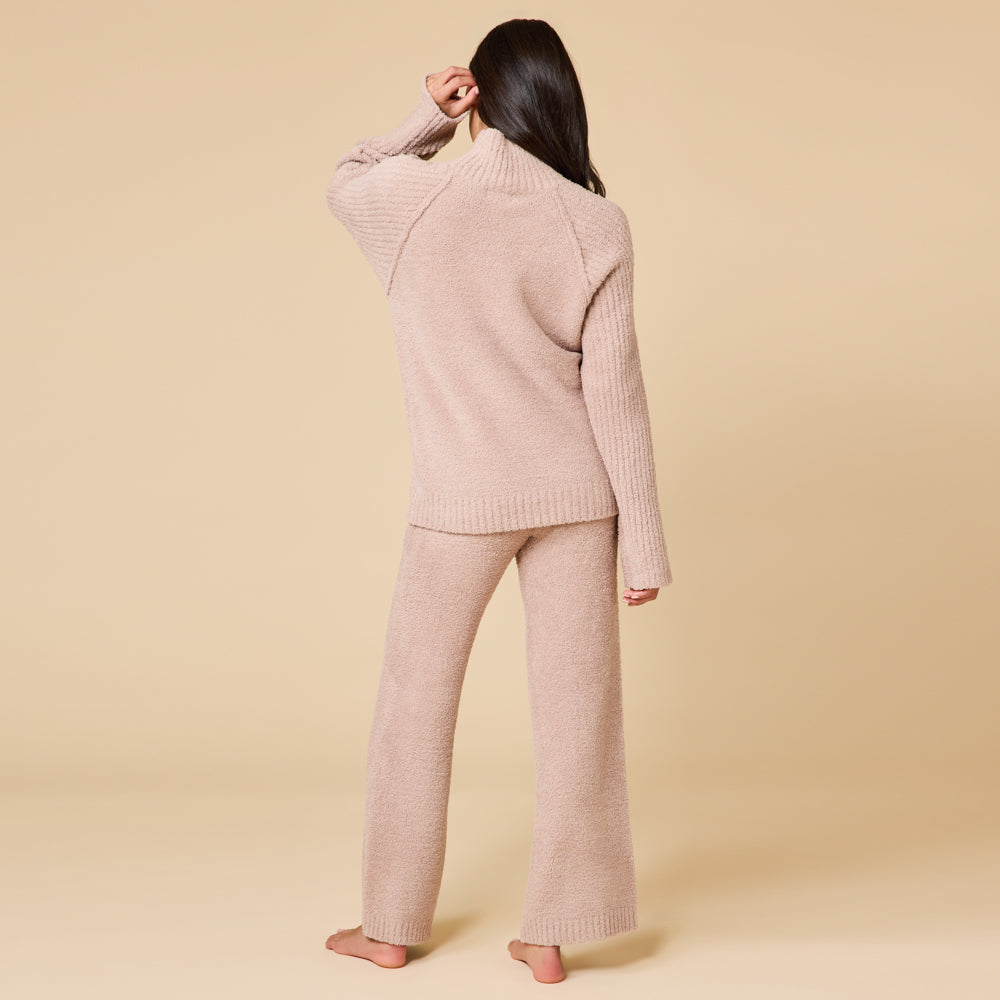 Marshmallow Rib Mock Neck with Long Pant