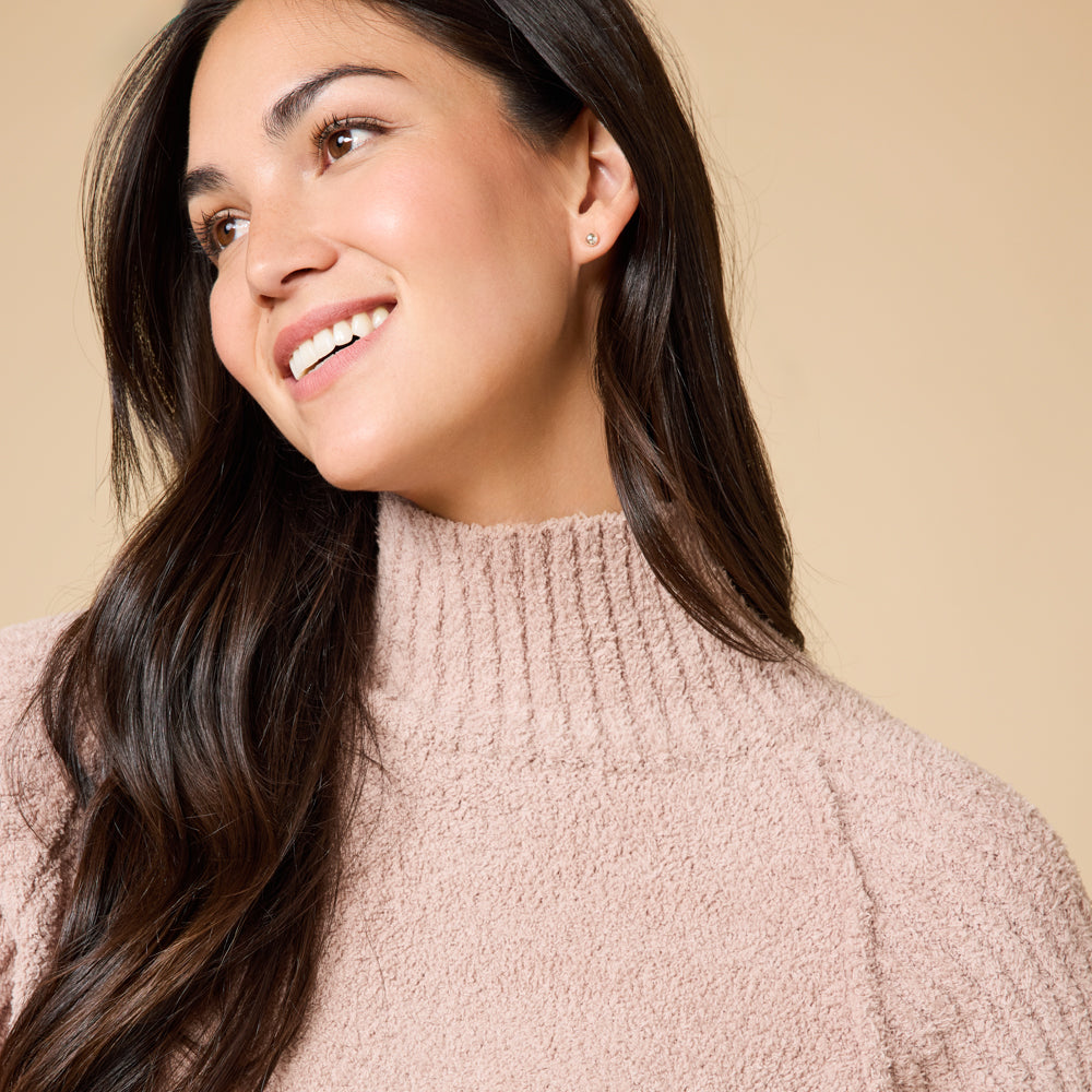 Marshmallow Rib Mock Neck with Long Pant
