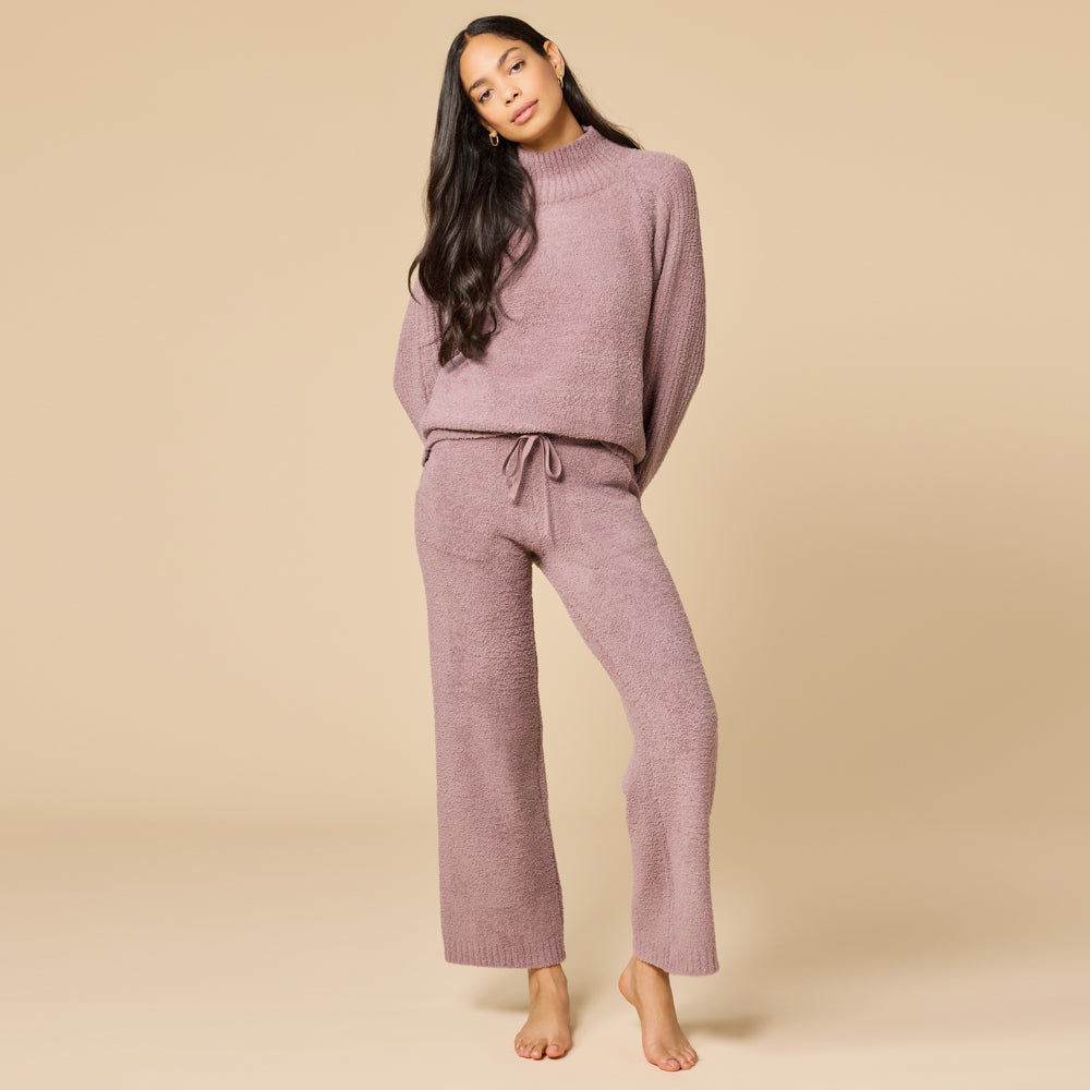 Marshmallow Rib Mock Neck with Long Pant