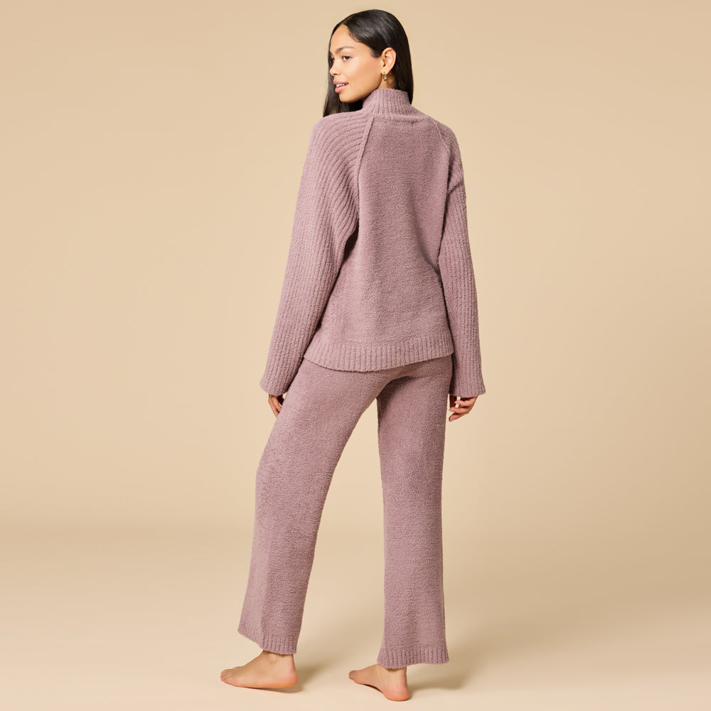 Marshmallow Rib Mock Neck with Long Pant