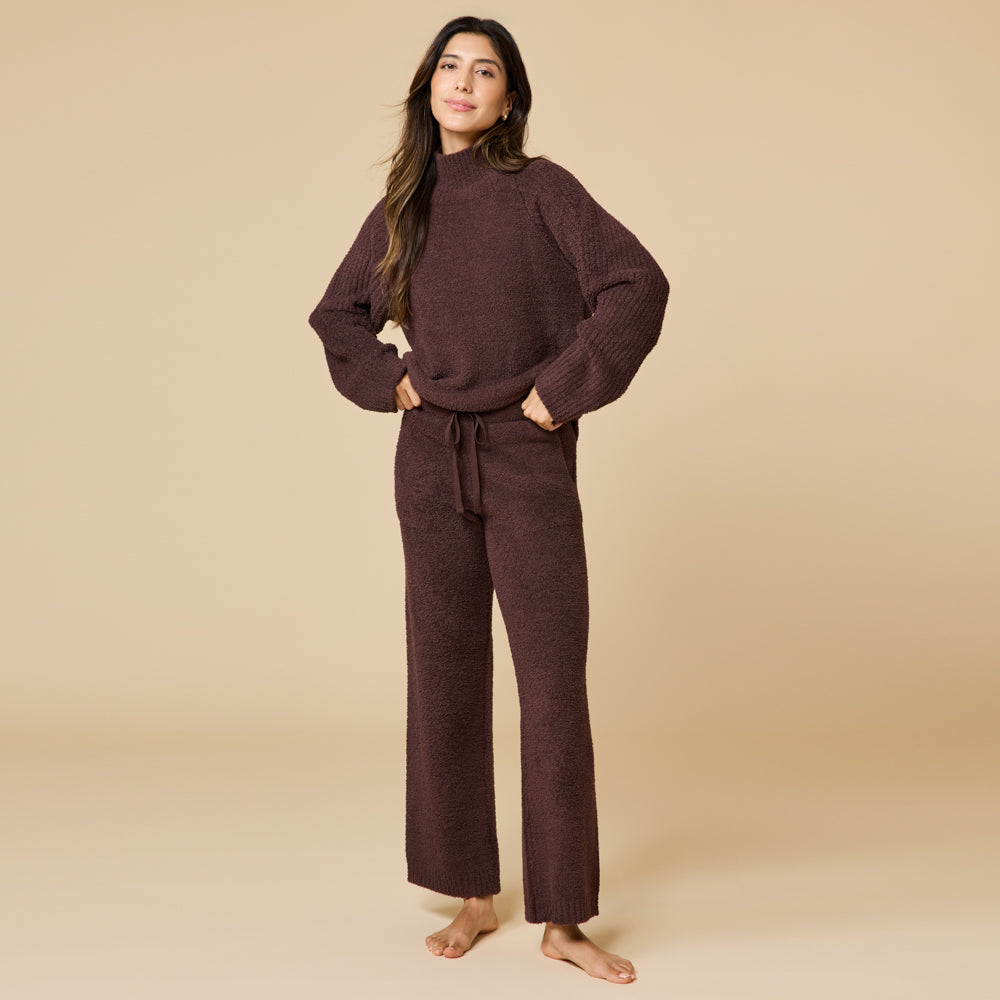 Marshmallow Rib Mock Neck with Long Pant