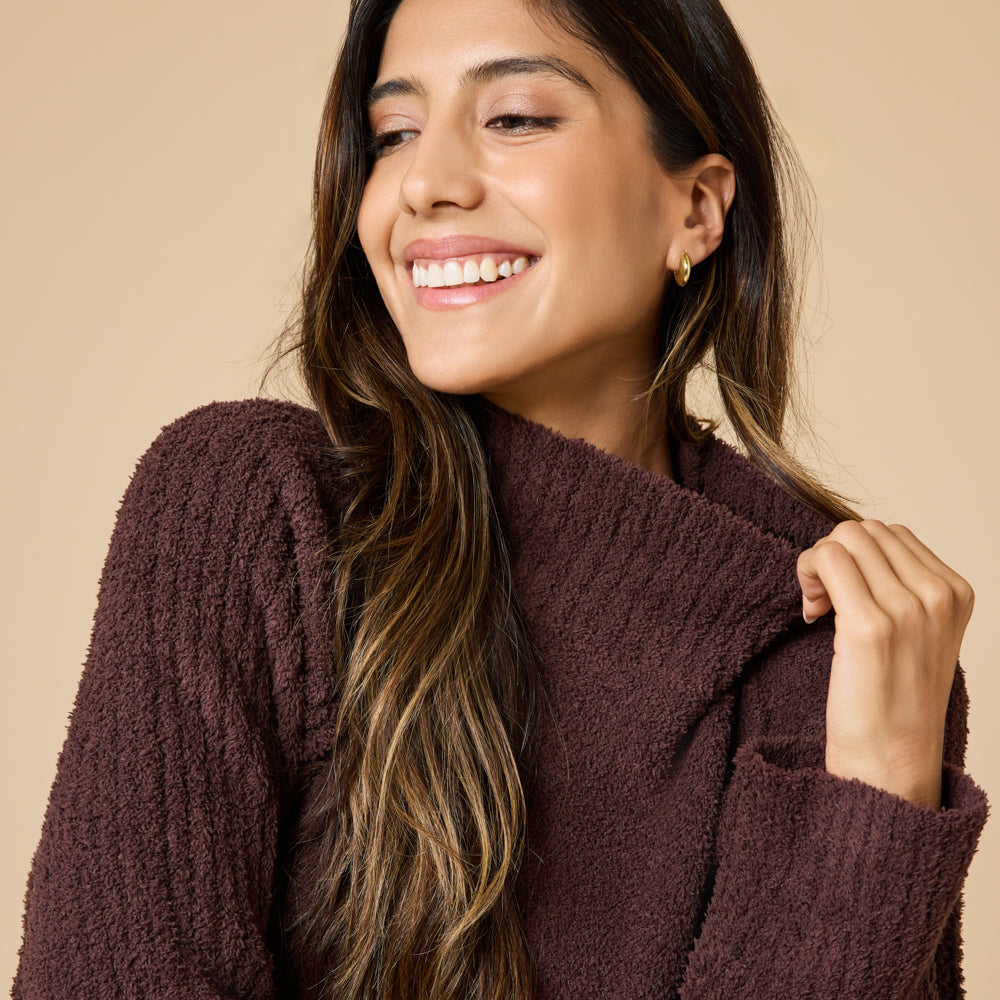 Marshmallow Rib Mock Neck with Long Pant