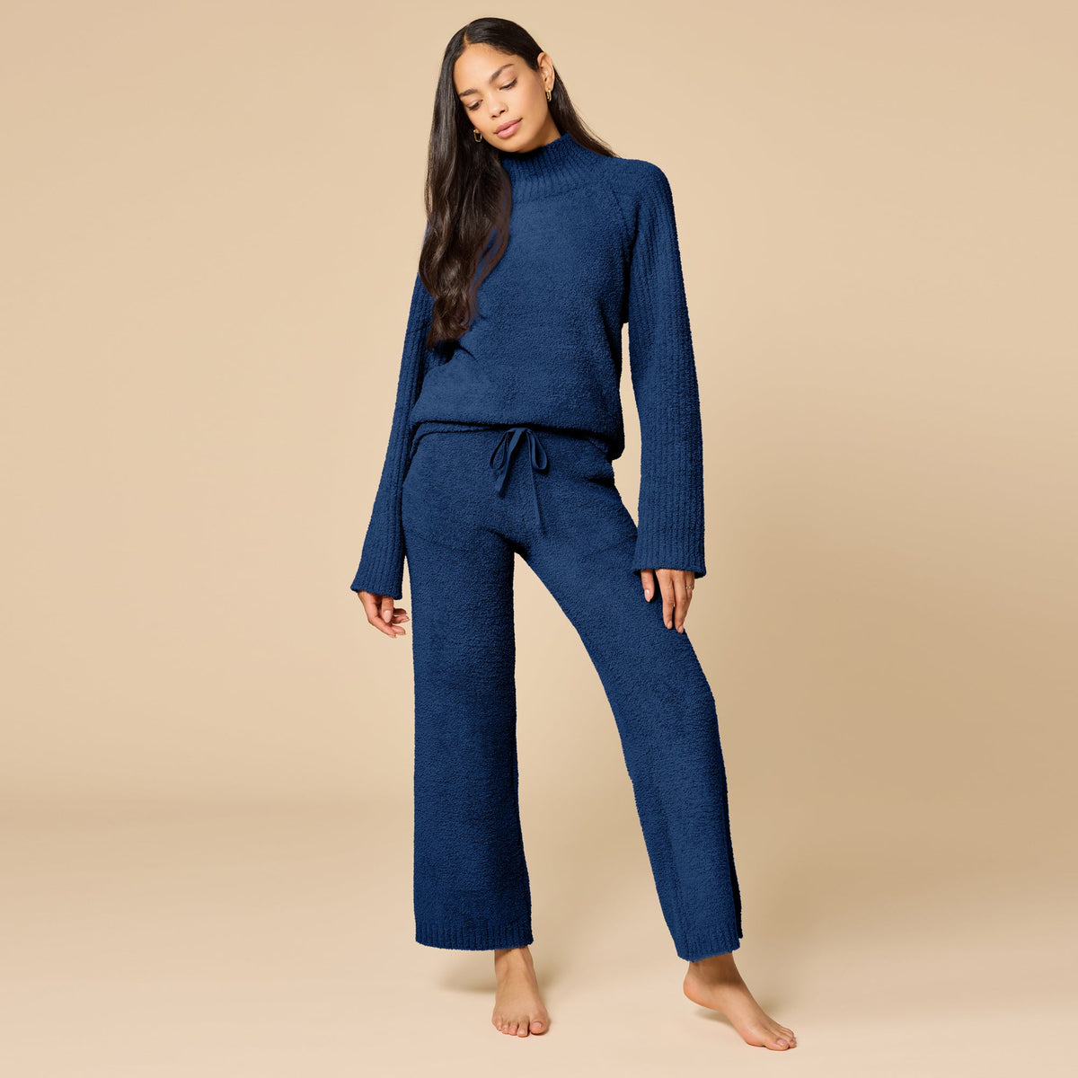 Marshmallow Rib Mock Neck with Long Pant
