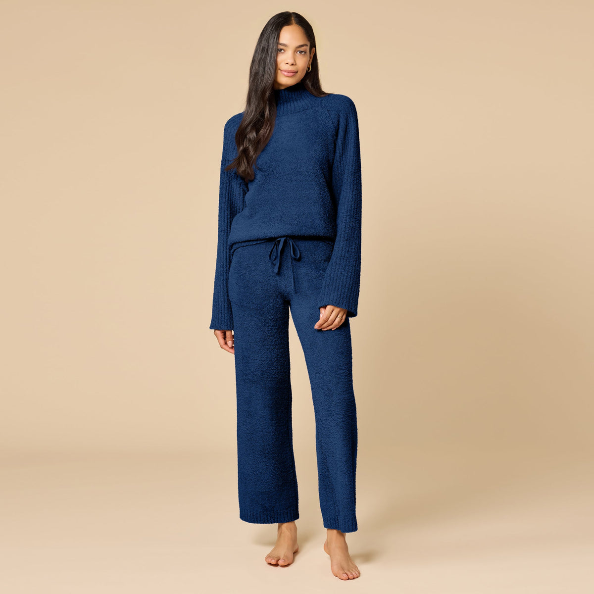 Marshmallow Rib Mock Neck with Long Pant