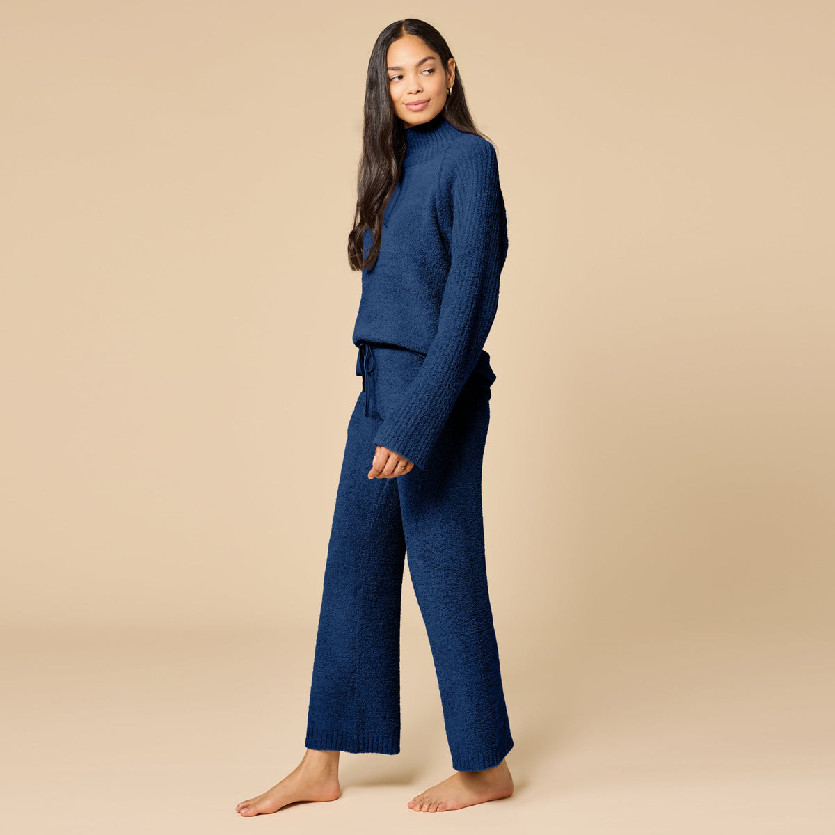 Marshmallow Rib Mock Neck with Long Pant