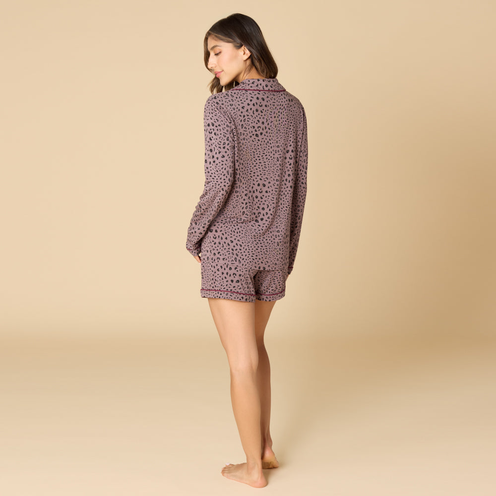 Aria - Slim Notch Collar Long Sleeve Short PJ Set
