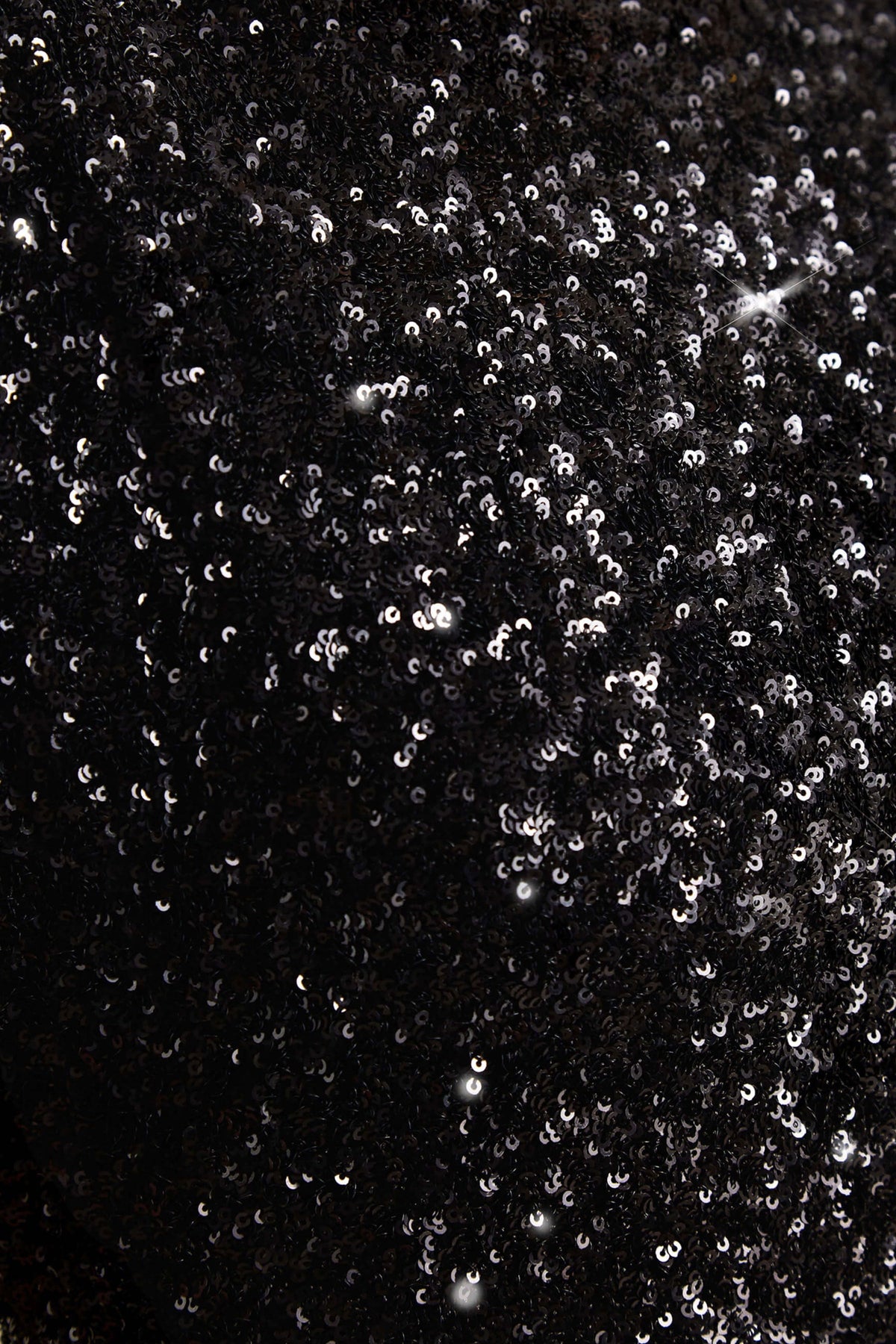 Aurah | Black Sequin Crew-Neck Maxi Dress With Cap Sleeves
