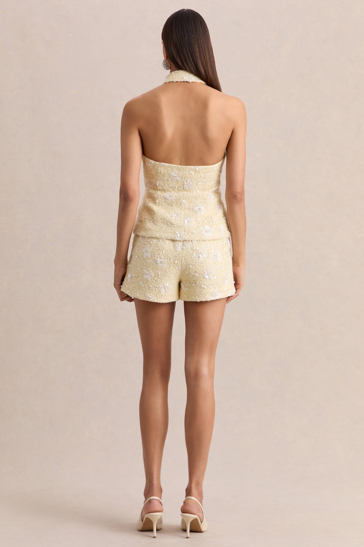 Blaise | Lemon Embellished Boucle Shorts